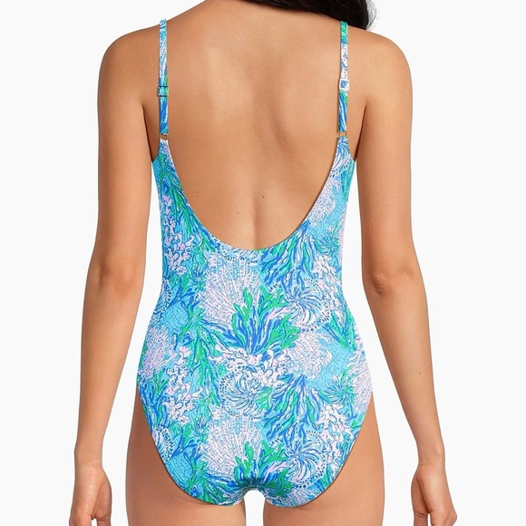 NWT Lilly Pulitzer Brin Scoop Neck One Piece Swimsuit - Las Olas Aqua - Picture 9 of 16